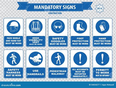 Mandatory Signs, Construction Health And Safety,Vector | CartoonDealer ...