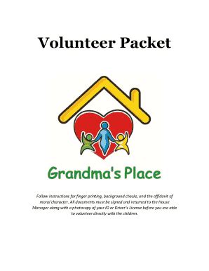 Fillable Online Volun Teer Packet Grandma S Place Fax Email Print