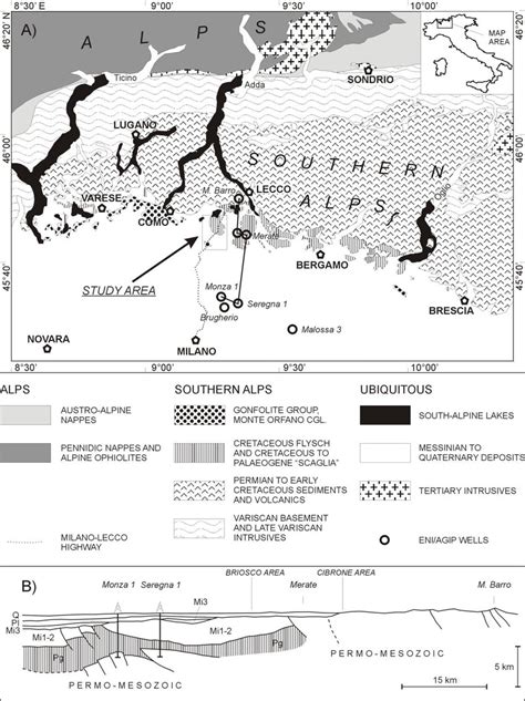 A Tectonic Sketch Map Of The Western Southern Alps B Simplified