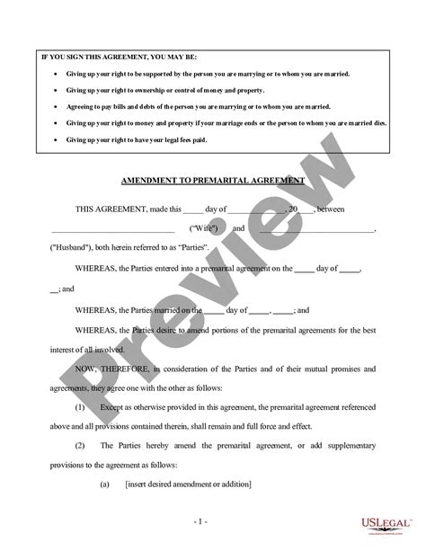 North Dakota Amendment To Prenuptial Or Premarital Agreement Us Legal Forms