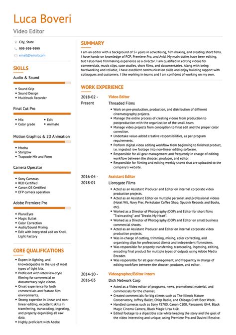 Editor Cv Examples And Templates Visualcv