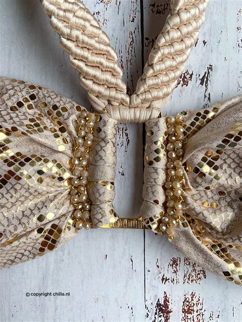 Bandeau Bikini Snake Gold Van Perla Santa Swimwear Maat Broekje L Maat Topje S