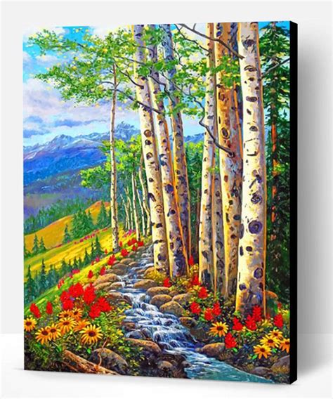 Aesthetic Birch Trees Paint By Numbers Paint By Numbers Pro