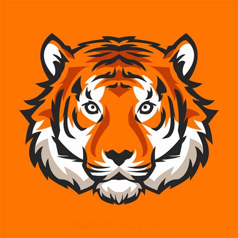 tiger face icon logo. orange background. suitable for wild animal ...