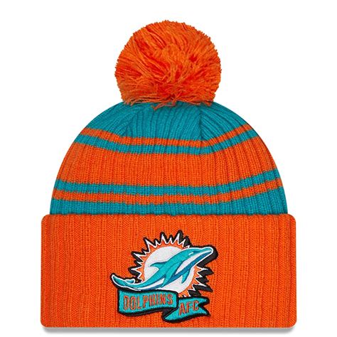 Miami Dolphins New Era 2022 Youth Sideline Cuffed Knit Hat Aquaoran