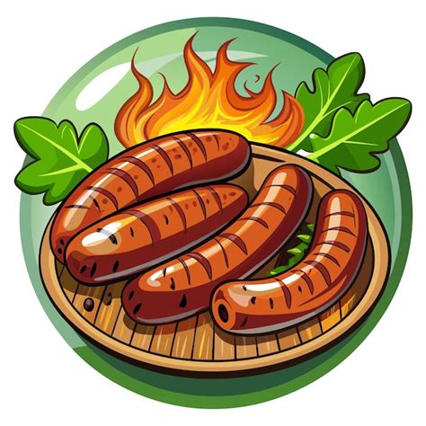 Grilled Sausages Smoke Premium AI Generated Vector