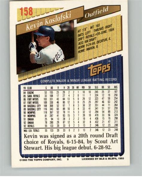 1993 Topps Gold 158 Kevin Koslofski For Sale Online Ebay