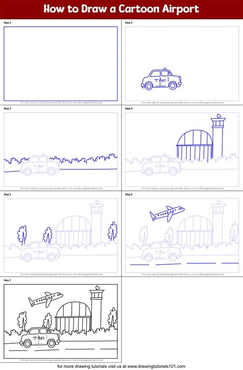 How to Draw a Cartoon Airport (Scenes) Step by Step ...