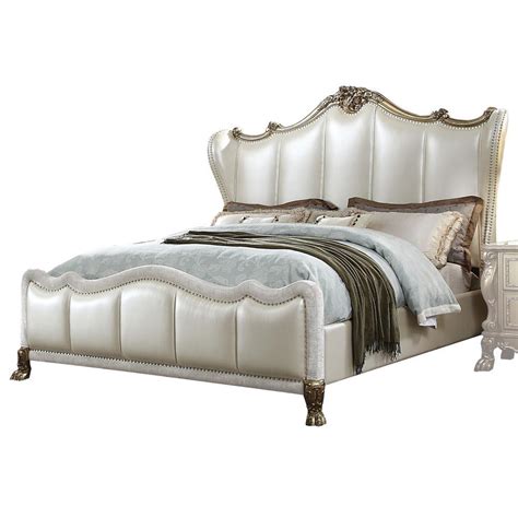 Pearl White Gold Patina Queen Bedroom Set 3 Dresden II 27820Q Acme