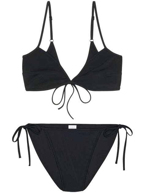 Balenciaga Minimal Tie Fastening Bikini Set In Black Lyst