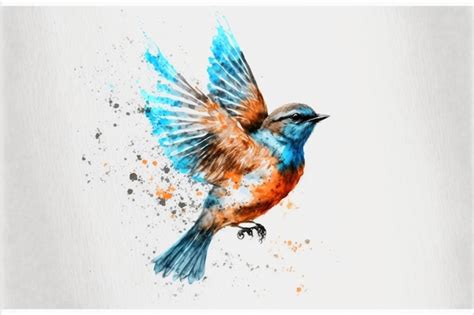 Premium AI Image | A blue bird with orange and blue wings is painted on ...