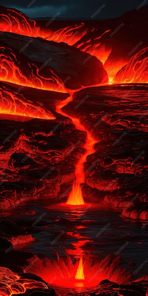 Premium AI Image | A fire burns in a lava flow