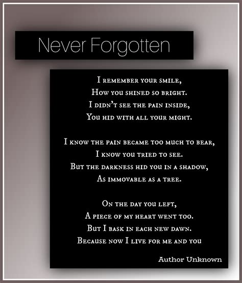 Never Forgotten Author Unknown Suicide Poems