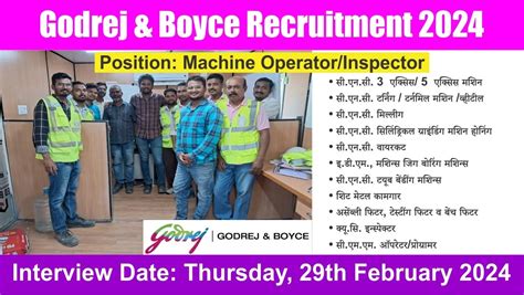 Godrej Boyce Recruitment 2024 Walk In Interview Hiring For