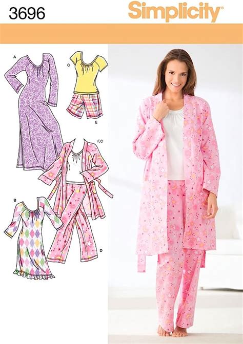 Simplicity Pattern 3696 Misses Pants Or Shorts Robe Knit Nightgown In 2 Lengths Or