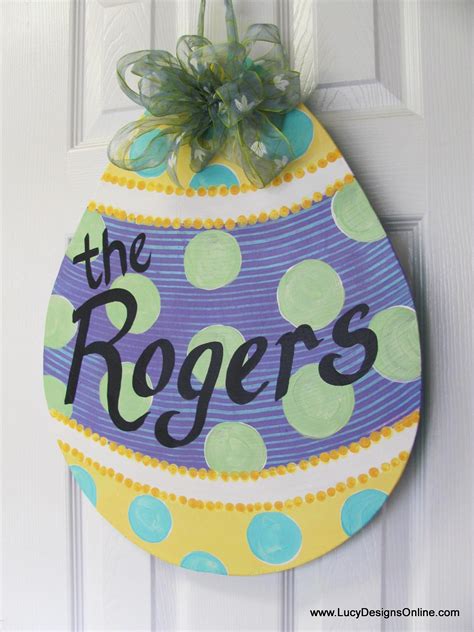 Easter Door Decor Hand Painted Egg Shaped Door Hanger DIY Lucy Designs