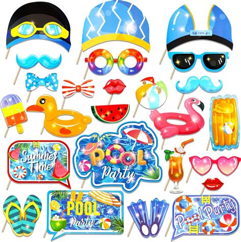 Amazon Howaf Pieces Summer Pool Party Photo Booth Props Hawaii