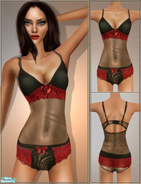 The Sims Resource Honeydew Intimates Ruffle Cami And Panty Set