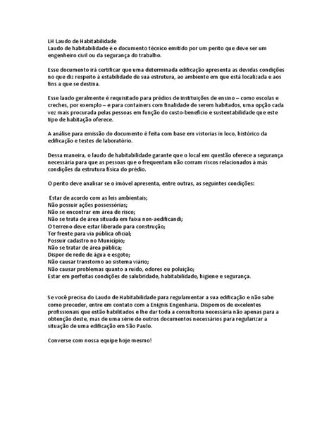 Lh Laudo De Habitabilidade Pdf