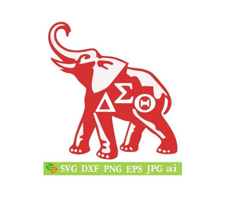 Delta Sigma Theta AEO Elephant Cut File Silhouette Cricut Jpeg Svg