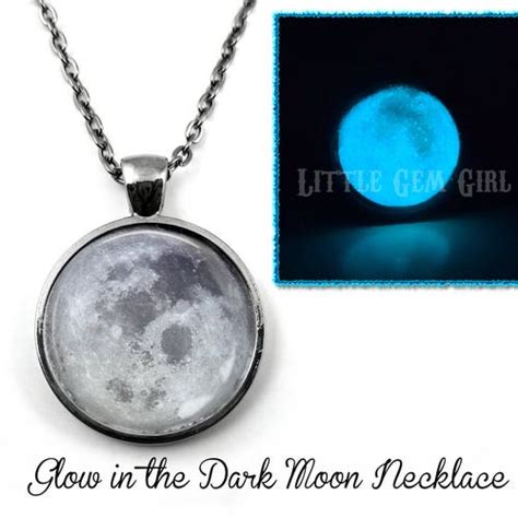 Glow In The Dark Custom Birth Moon Necklace Glowing Moon Etsy