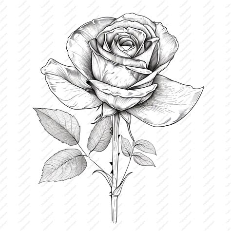 Pencil Sketch Rose Clipart 10 High Quality Jpgs, Scrapbooks, Digital ...