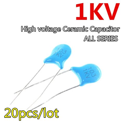 20pcs 1KV Alta tensão Capacitor Cerâmico 33PF 82PF100PF 220PF 470PF