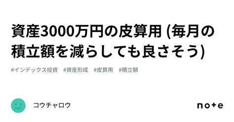 資産3000万円の皮算用 毎月の積立額を減らしても良さそう｜コウチャロウ