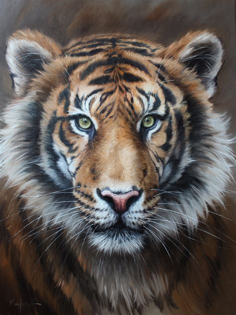 Original Tiger Portrait, Animals Painting on Canvas, Mykola Kaftan ...