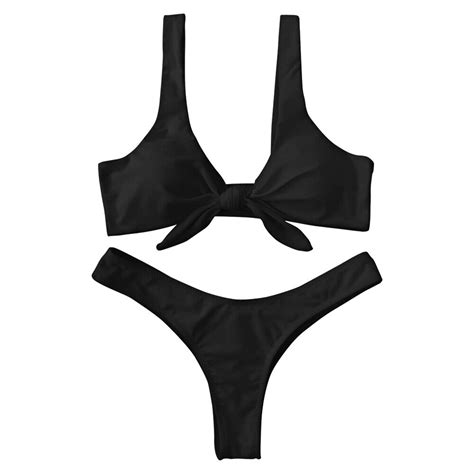 Scrunch Butt Knotted Bikini Sexy Pad Women Swimsuit Female Bandeau Thong Brazilian Biquini Set