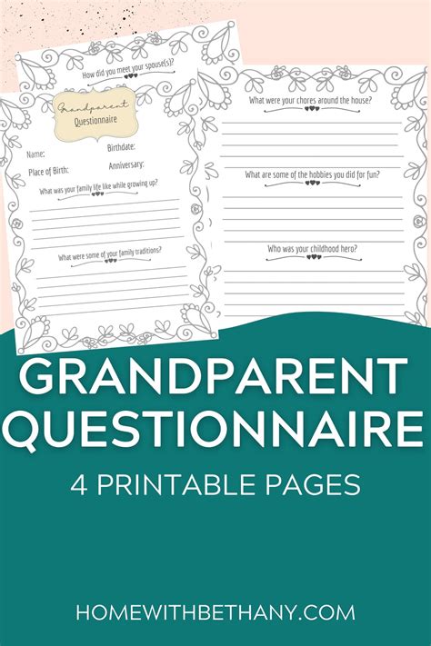 Grandparents Questionnaire Etsy