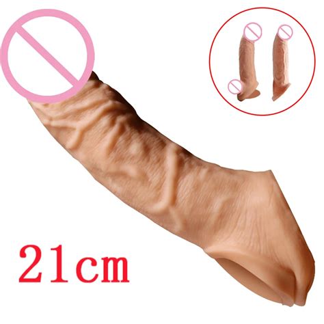 Verdadeiro Expansor Dildo 21cm P Nis Extens O Manga Reutiliz Vel