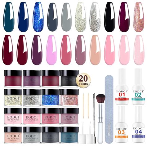 Amazon Eodci Pcs Dip Powder Nail Kit Colors Glitter Nude Pink Blue Gray Dip Powder