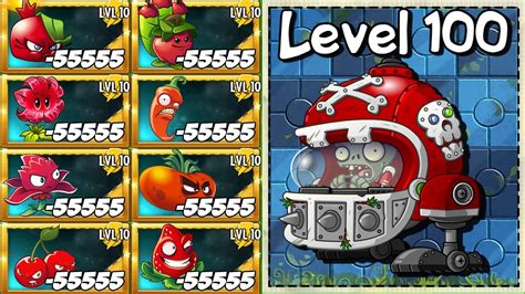 Pvz 2 Every 100 Red And Orange Plant Max Level Vs Mecha Football Zombie