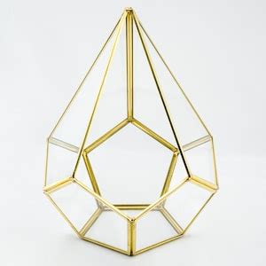 X X Brass Terrarium Containers Geometric Glass Large Etsy