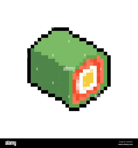 Sushi Pixel Art Isolated Rolls Bit Traditional Japanese Food