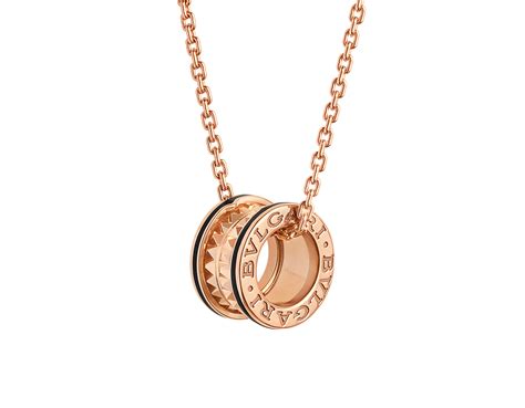 B Zero Rock Chain Necklace Rose Gold And Black Ceramic Bulgari