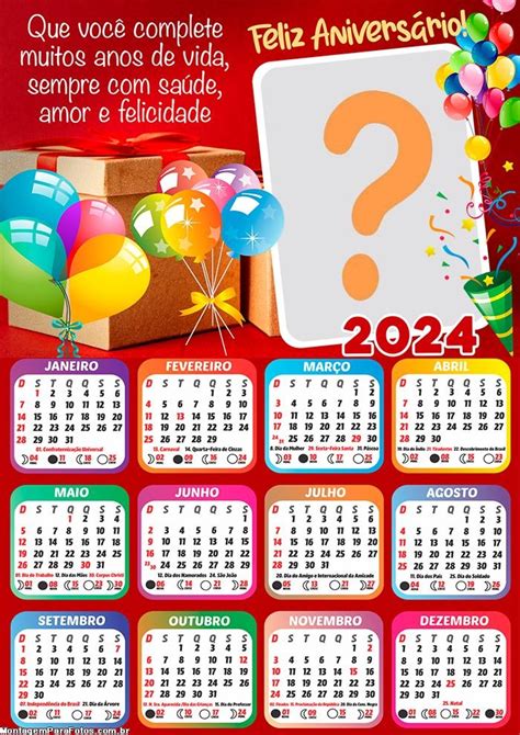 Mensagem Colagem De Foto Calendário 2024 Frase De Feliz Aniversário