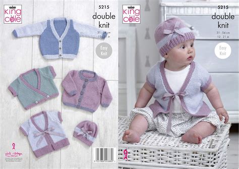 King Cole Baby Double Knitting Pattern Easy Knit Cardigans Coat Hats