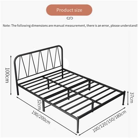 Bed Frame Black White Simple Style Metal Double King Bed Frame Queen Bed Frame Duty Heavy Iron