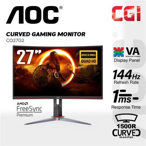 Aoc Cq G Va Qhd Freesync Premium Hz Ms Ergonomic Curved