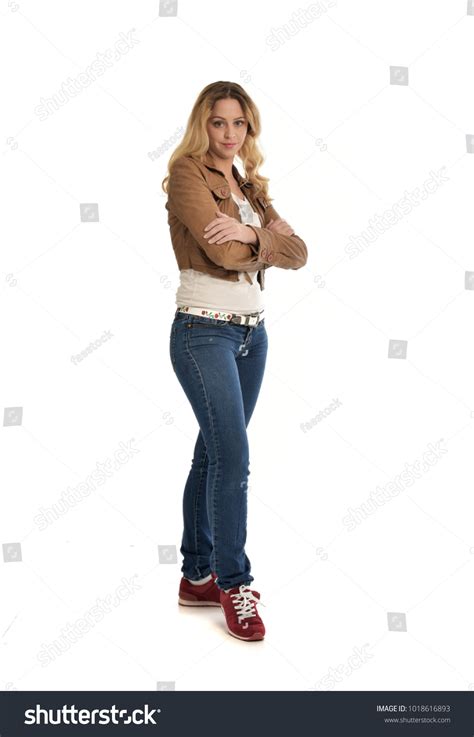 Full Length Portrait Blonde Lady Wearing Stock Photo 1018616893 Shutterstock