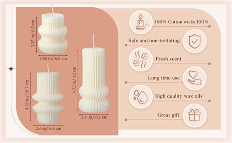 Amazon MTLEE 3 Pcs Soy Wax Scented Candles Small Ribbed Pillar