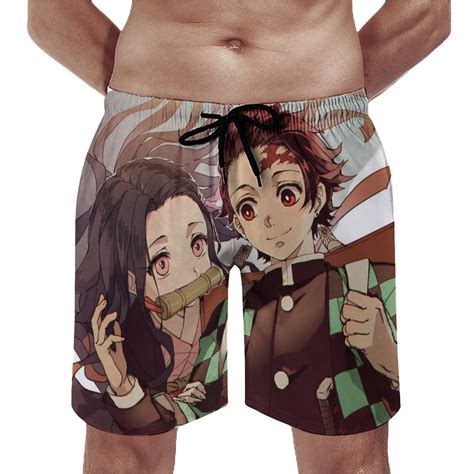 Demon Slayer Tanjiro Nezuko Anime Men S Swim Trunks Quick Dry Beach