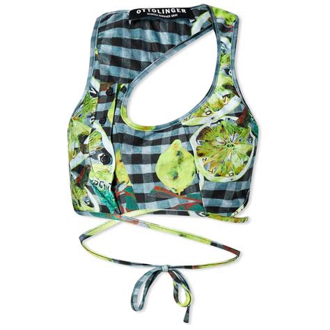 Ottolinger Women S Button Bra Bikini Top In Lemon Print Ottolinger
