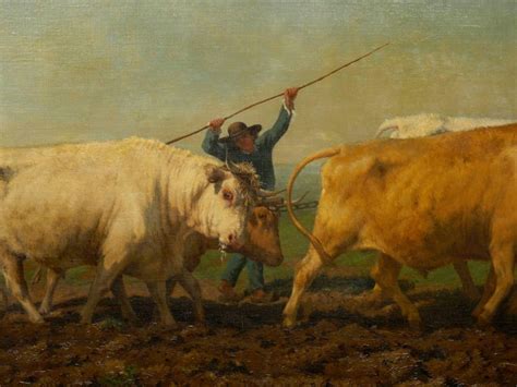 Monumental Landscape Painting Oxen Ploughing In Nivernais” After Rosa