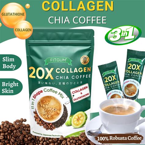 fitgum  collagen chia coffee drink  glutathione anti aging