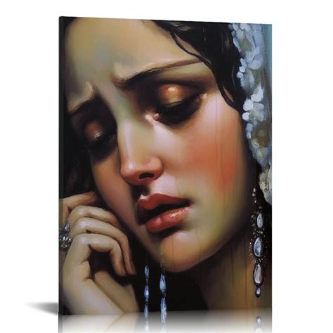 Florid Crying Of Virgin Mary In Tears Oil Painting Canvas Wall Decor