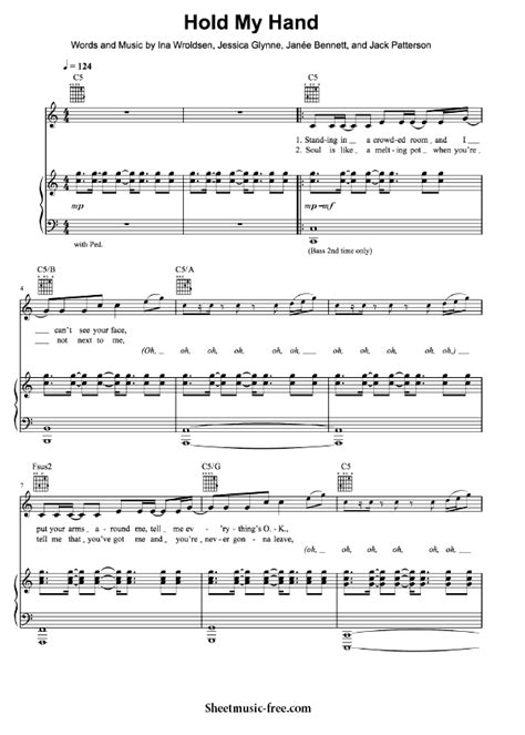 Hold My Hand Sheet Music Jess Glynne - ♪ SHEETMUSIC-FREE.COM