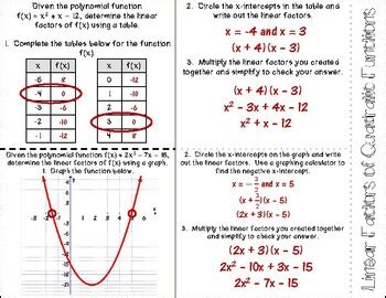 Linear Factors Of Quadratic Functions Foldable Ar D By Jstalling